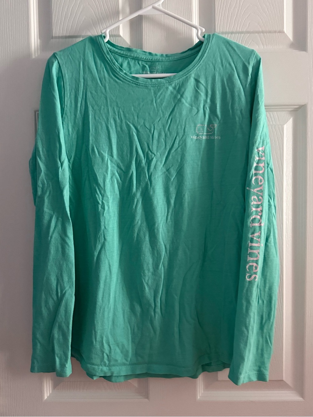 Vineyard Vines Aqua Green Long Sleeve Whale Logo Tee Size Large
